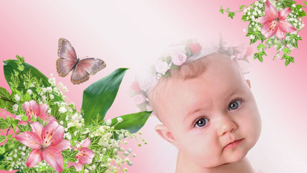Wallpaper Eyes, Side, And, Flowers, Butterfly, Gray, Cute, With, Desktop, Baby