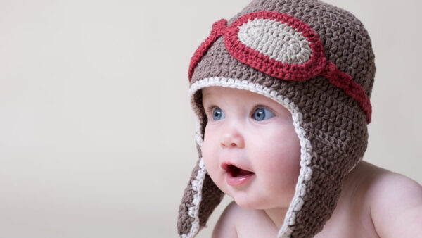 Wallpaper Woolen, Eyes, Cap, With, Cute, Brown, Baby, Child, Beautiful, Grey, Knitted
