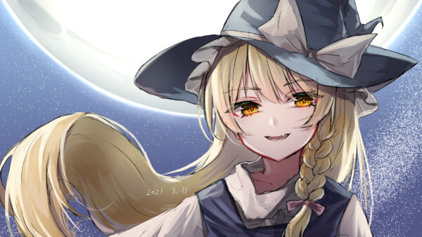 Wallpaper Marisa, Touhou, Eyes, Kirisame, Yellow