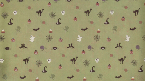 Wallpaper Black, Cat, Ghost, Halloween, Cute, Pumpkin, Spider