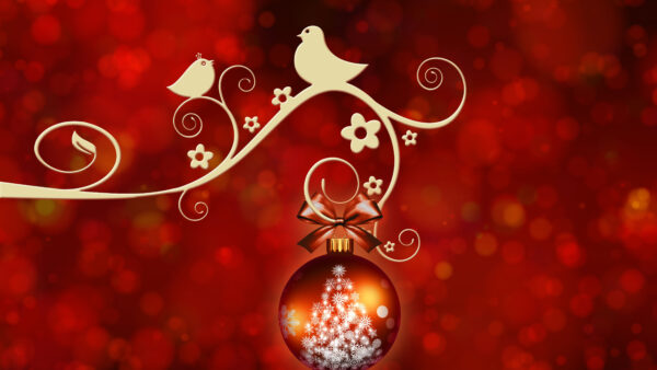 Wallpaper Christmas, Glare, Red, Flowers, Decoration, Bokeh, Desktop, Balls, Mobile, Birds, Background