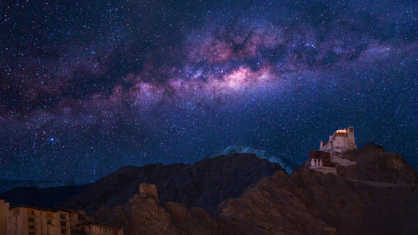 Wallpaper Starry, Above, Nature, Milkyway, Mountain, House, Beautiful, Sky