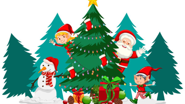 Wallpaper Snowman, White, Boxes, Background, Santa, Tree, Christmas, Gift, Claus