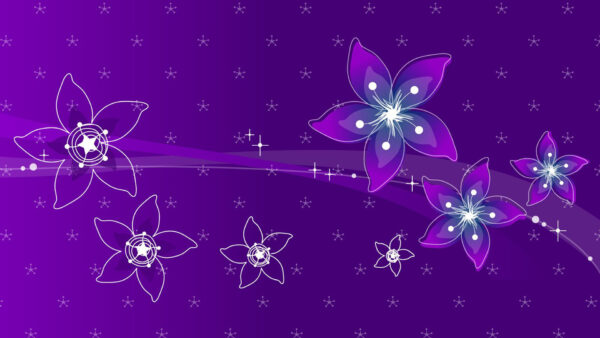 Wallpaper Snowflakes, Flowers, Purple, Background