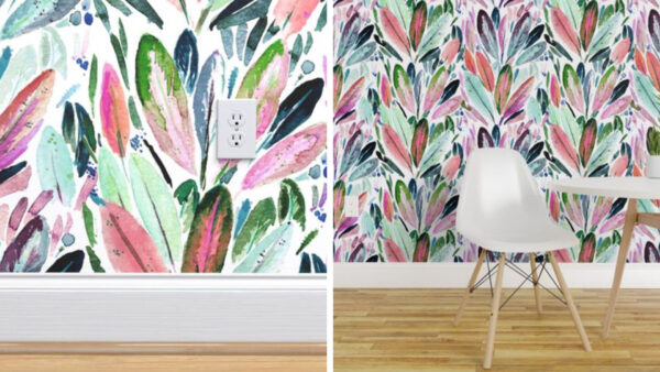 Wallpaper Feather, Desktop, Spoonflower, White, Leaves