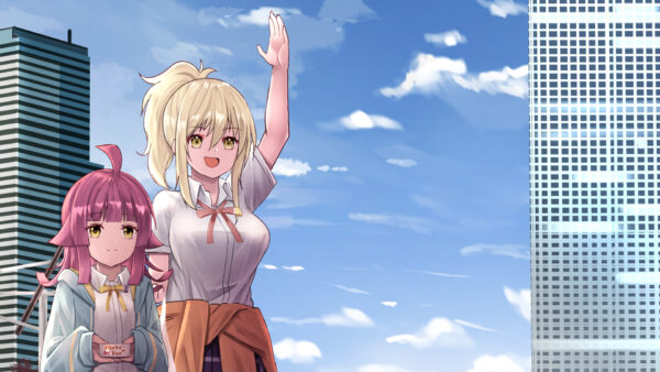 Wallpaper Girls, Sky, Standing, Blue, Background, Anime, Girl