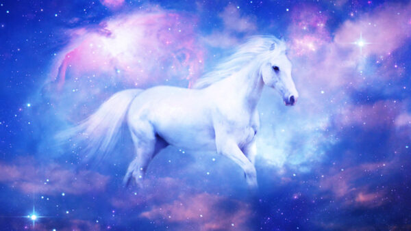 Wallpaper White, With, Colorful, Background, Clouds, Stars, And, Desktop, Horse, Glittering