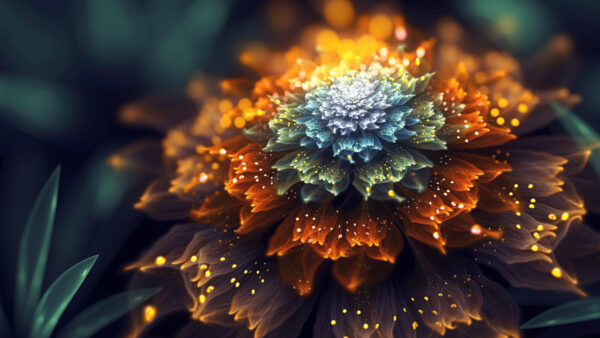 Wallpaper Flowers, Fractal, Abstract, And, Blue, Orange, Desktop, Mobile