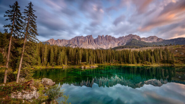 Wallpaper Mountain, Landscape, With, Nature, Mobile, Desktop, River, Dolomites, Reflection, Pine, And, Trees