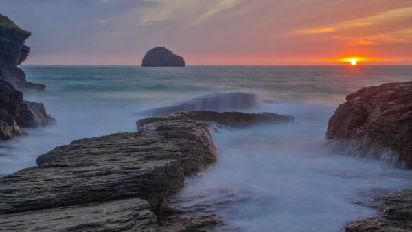 Wallpaper Desktop, Rocks, With, Sunset, Australia, Ocean, During, Nature