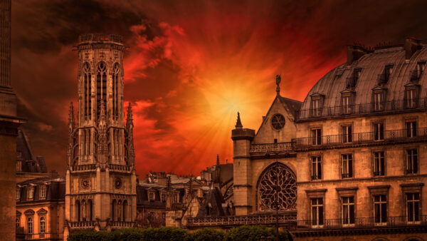 Wallpaper Church, And, Travel, Sky, Paris, Sunbeam, Background, Desktop, With, Red