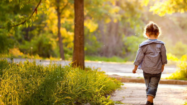 Wallpaper Wearing, Shirt, Blue, And, Path, Walking, Little, Girl, Cute, Jeans