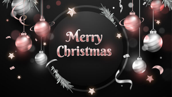 Wallpaper Ornaments, Stars, Bauble, With, Christmas, Merry, Words, Decorated, And