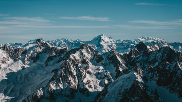 Wallpaper Desktop, Snow, Mountains, Sky, Covered, Mobile, Rock, Blue, Under
