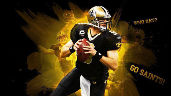 Wallpaper Drew, Desktop, Brees, With, Black, And, Yellow, Background