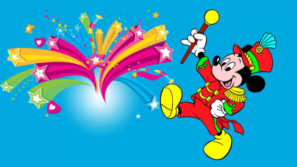 Wallpaper Mouse, Cartoon, Background, Blue, Celebration, Parade, Mickey