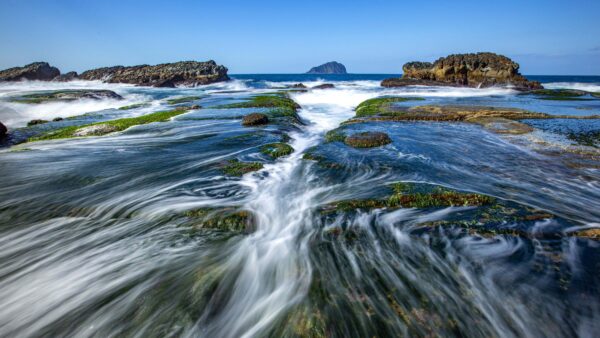 Wallpaper Stream, Sky, Waves, Rocks, Mountain, Mobile, Ocean, Background, Blue, Desktop, Water, Nature