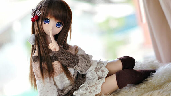 Wallpaper Eyes, Cute, Blue, Doll, Woolen, Knitted, Dress, Wearing, With