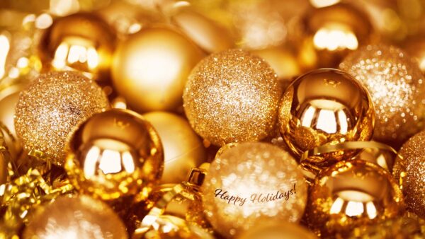 Wallpaper Golden, Balls, Christmas, Happy, Glitter, Holidays