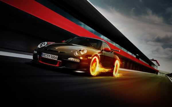 Wallpaper Porsche, Fire, GT3, 911