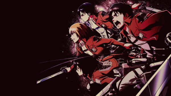 Wallpaper Armin, With, Dark, Attack, Ackerman, Desktop, Levi, Background, Yeager, Mikasa, Night, Titan, Arlert, Eren, Anime