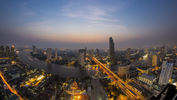 Wallpaper Desktop, Mobile, Thailand, Sunset, Bangkok, River, Travel, Cityscape, Evening