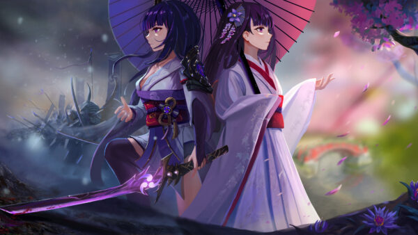 Wallpaper Shogun, Kimono, Impact, Raiden, Makoto, Baal, Genshin