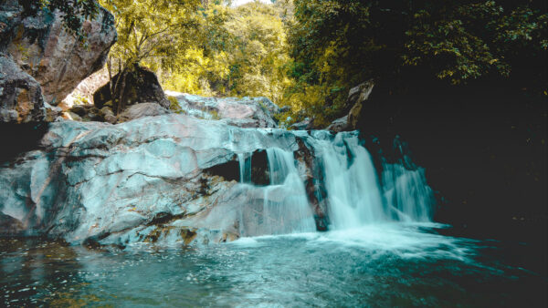 Wallpaper Nature, Rocks, Forest, White, River, Waterfall, Mobile, Background, Desktop