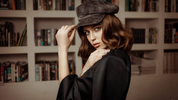 Wallpaper Desktop, And, Black, Coat, Hat, With, Girl, Model