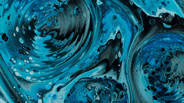 Wallpaper Black, Mobile, Abstraction, Abstract, Blue, Liquid, Paint, Stains, Desktop