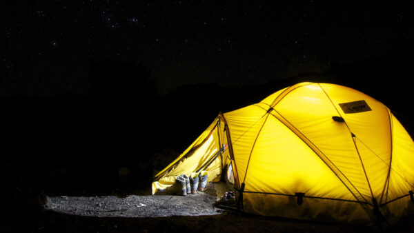 Wallpaper Background, Camping, Dome, Tent, Yellow, Black, Sky