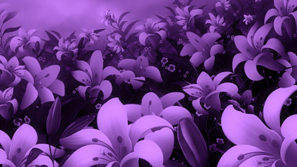 Wallpaper Desktop, Purple, Flowers, Spoonflower