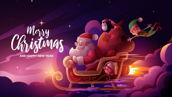 Wallpaper With, Santa, Merry, Claus, Christmas, Gifts