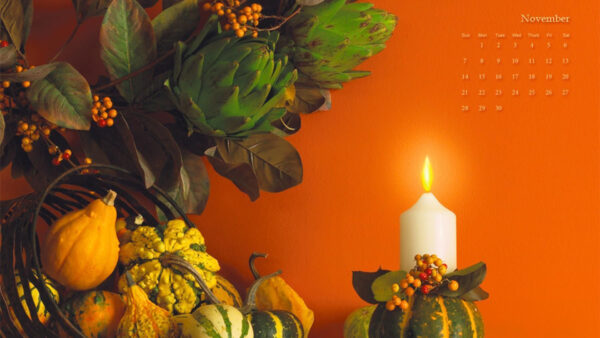 Wallpaper Green, Thanksgiving, Fruits, Leaves, Watermelon, November, Calendar