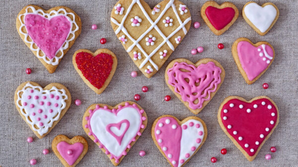 Wallpaper Shaped, Color, Cookies, Pink, Heart