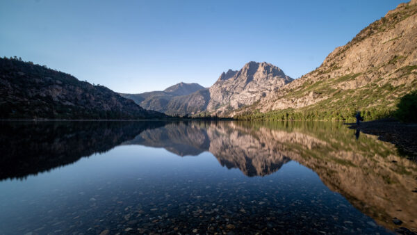 Wallpaper Mountains, Rocks, Stones, Water, Slope, Under, Beautiful, Reflection, Scenery, Trees, Blue, Sky, Nature, View