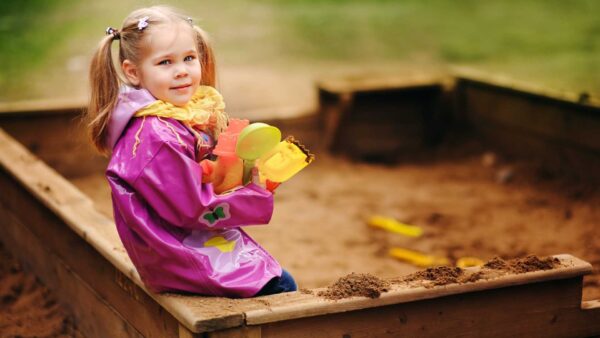 Wallpaper Raincoat, Girl, Toys, Pink, Cute, Blur, Wood, Bench, Little, With, Sitting, Wearing, Background