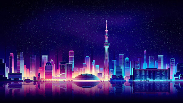 Wallpaper Wallpaper, Neon, Vaporwave, Mobile, Pc, 4k, Starry, Art, Desktop, Free, Digital, Background, Reflection, Cool, Fantasy, Phone, City, Images