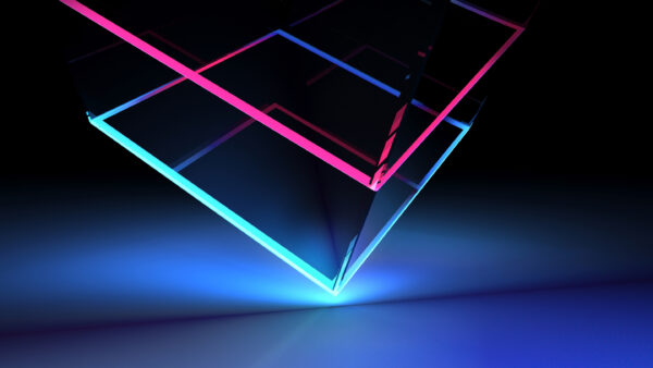 Wallpaper Glassy, Neon, Cube