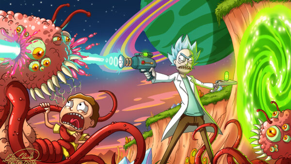 Wallpaper 4k, Anime, Rick, Attacking, Morty