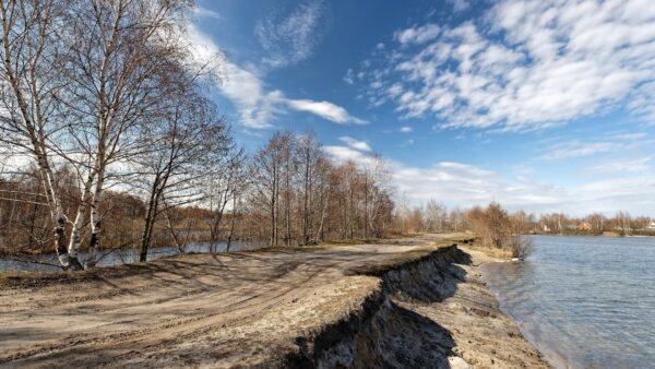 Wallpaper Natue, Clouds, Between, River, Dry, Daytime, Mobile, During, Trees, Under, Desktop