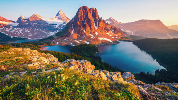 Wallpaper White, River, Nature, Surrounded, Canada, Mountains, Desktop, British, Columbia, Covered