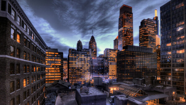 Wallpaper Lightning, Pennsylvania, Cloudy, Sky, Travel, Philadelphia, Buildings, Under, Desktop, Black