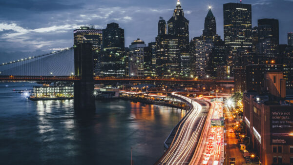 Wallpaper Buildings, City, Road, River, Bridge, And, New, York, Desktop, Rising, High