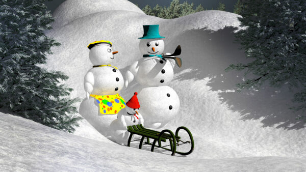 Wallpaper Desktop, Art, During, Christmas, Digital, Winter, Snowman