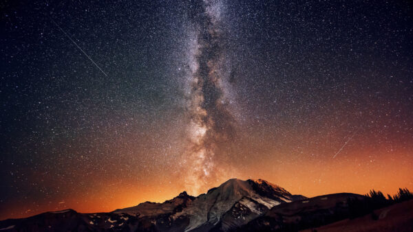 Wallpaper Sky, Desktop, Around, Under, Mountain, Golden, Space, With, Stars, Dark