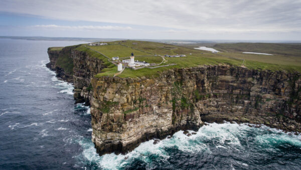 Wallpaper Grass, Field, View, Nature, Lighthouse, Coast, Waves, Mobile, Aerial, Ocean, Desktop, Building