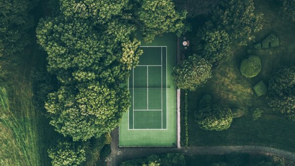 Wallpaper Minimalist, Court, And, Top, View, Trees