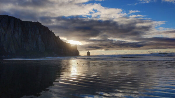 Wallpaper Sunset, Water, During, Desktop, Near, Body, Nature, Rock