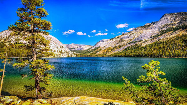 Wallpaper Blue, Clouds, Green, White, Background, Mountains, View, Landscape, Trees, Sky, Nature, River